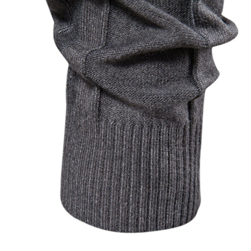 Men's Ribbed Knit Turtleneck Sweater with Long Sleeves