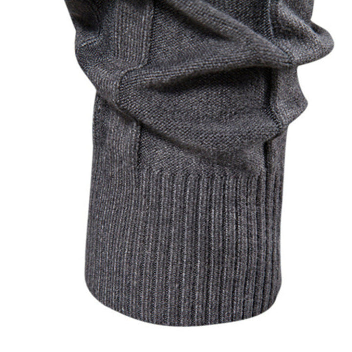 Men's Ribbed Knit Turtleneck Sweater with Long Sleeves