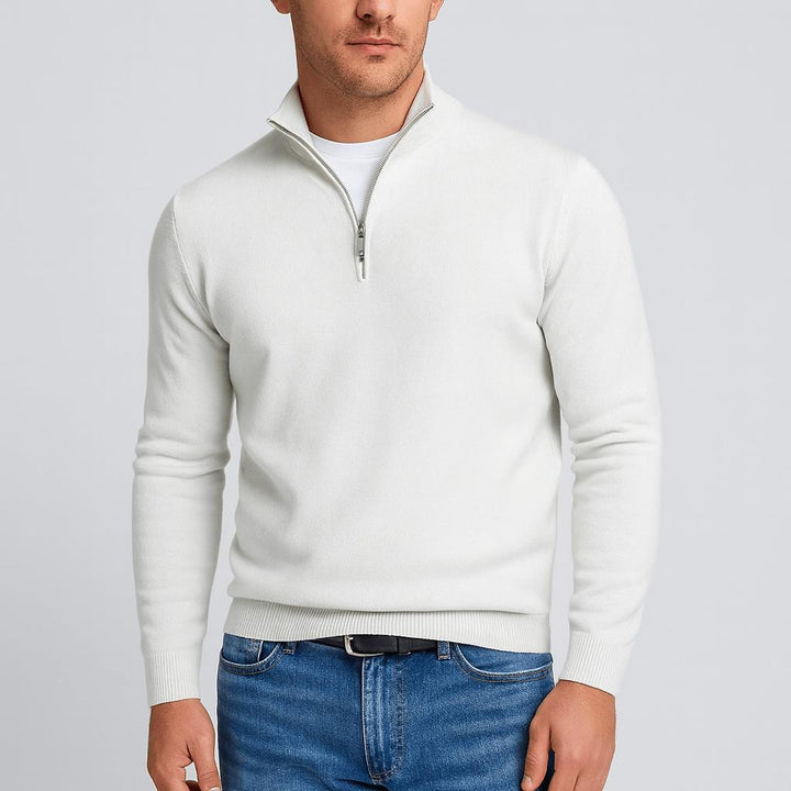 Men's V-Neck Textured Knit Merino Wool Sweater