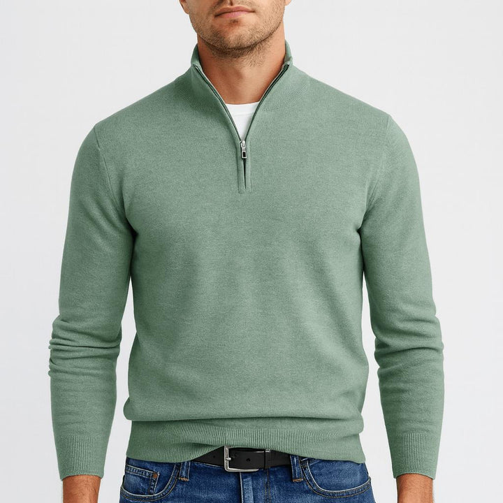 Men's V-Neck Textured Knit Merino Wool Sweater
