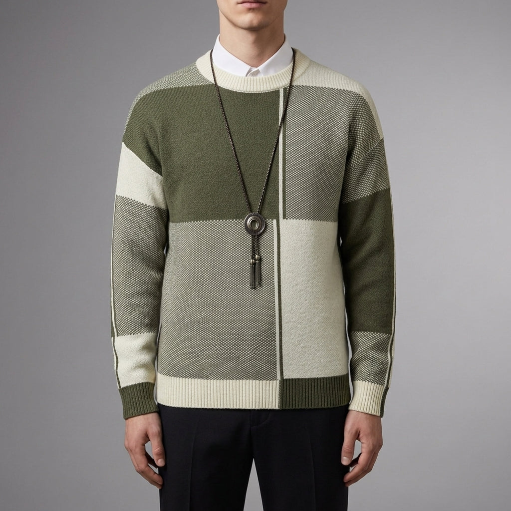 Men's Colorblock Round Neck Sweater
