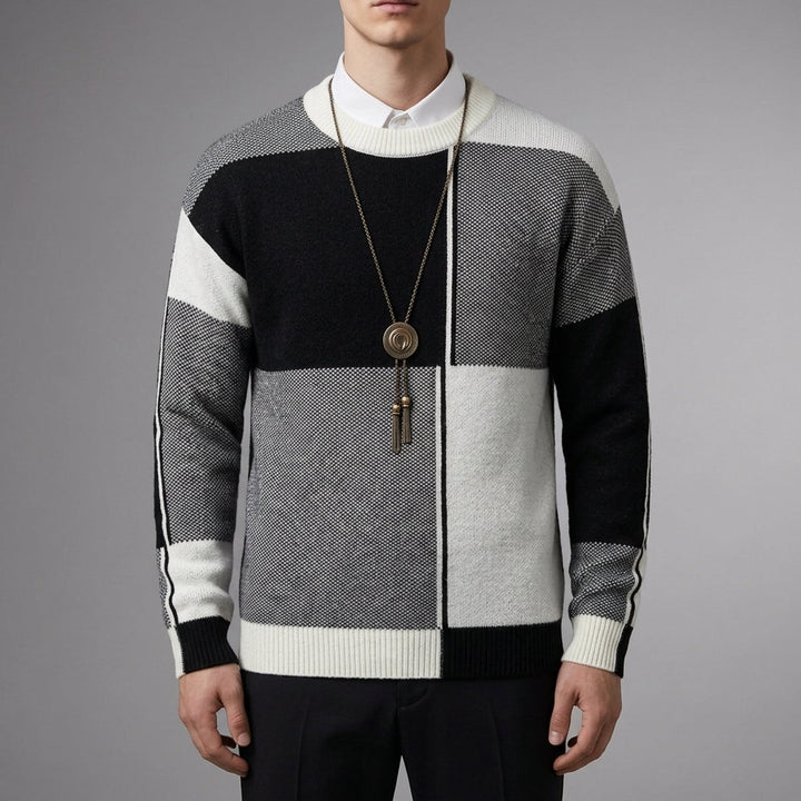 Men's Colorblock Round Neck Sweater