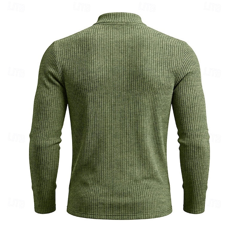 Men's Ribbed Knit Turtleneck Sweater