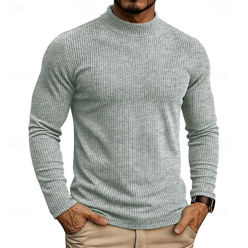 Men's Ribbed Knit Turtleneck Sweater