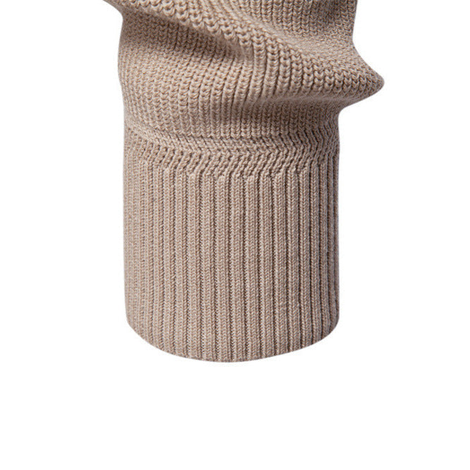 Two-Tone Men's Sweater with High Collar and Half-Zip