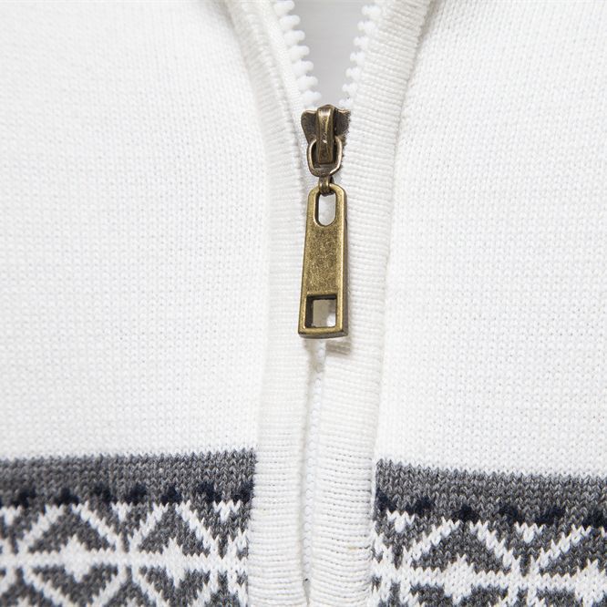 Men's Half-Zip High Collar Sweater with Jacquard Pattern
