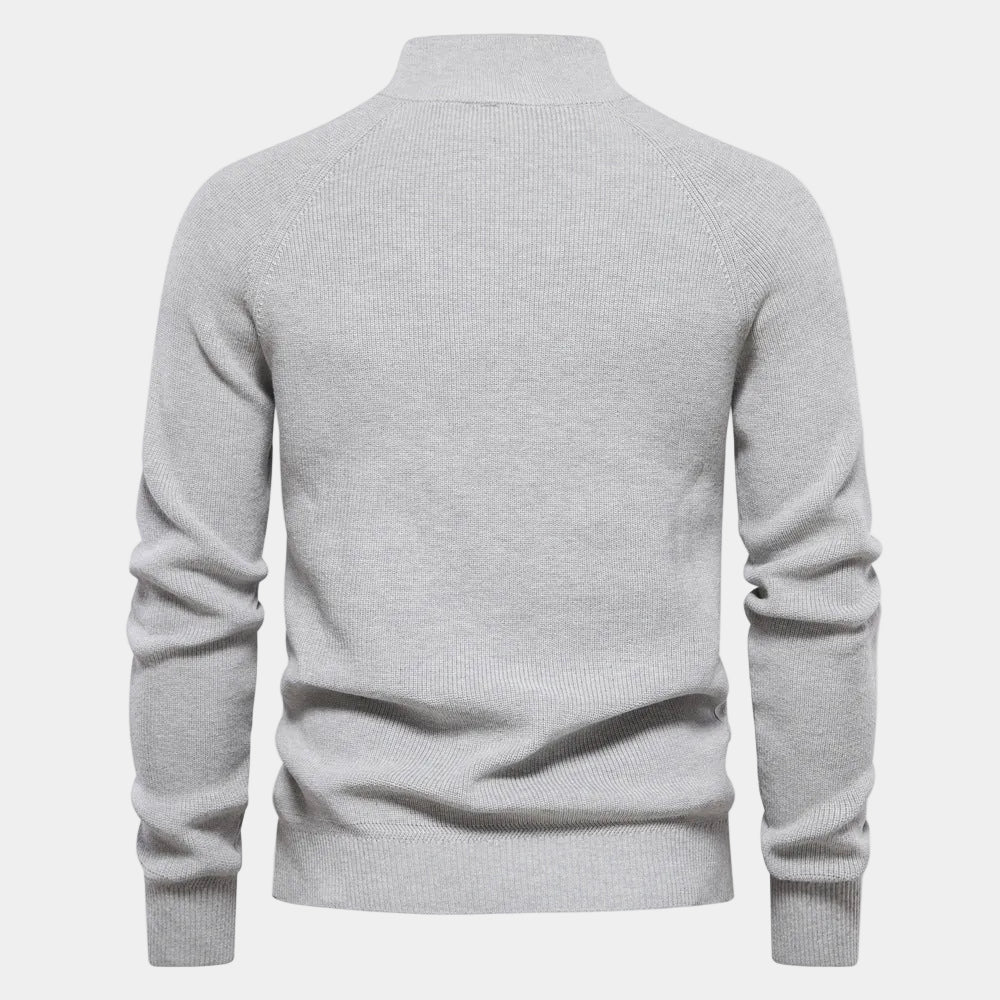 Men's Zip-Up High Collar Sweater - Elena Harper