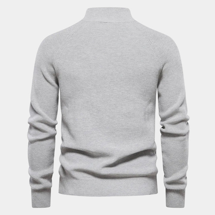Men's Zip-Up High Collar Sweater - Elena Harper