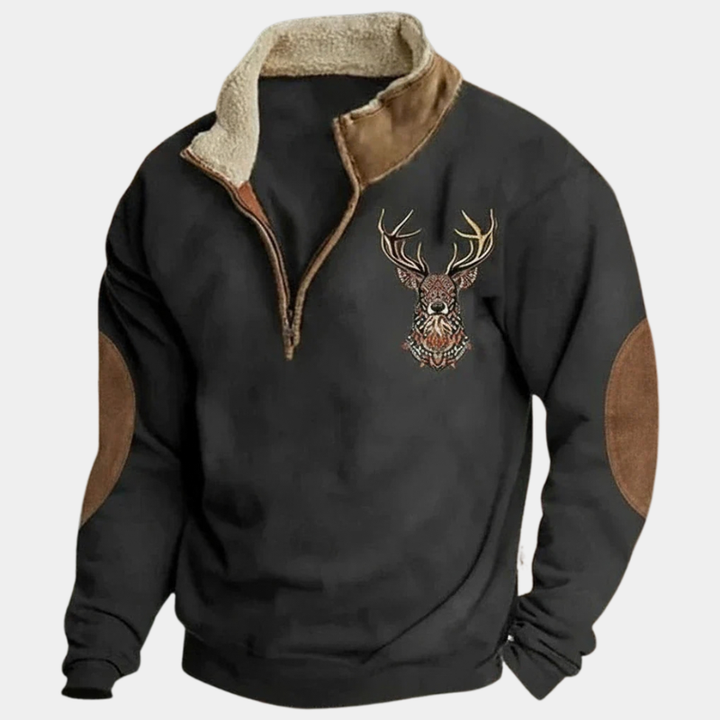 Men's Lined High Collar Half-Zip Sweater