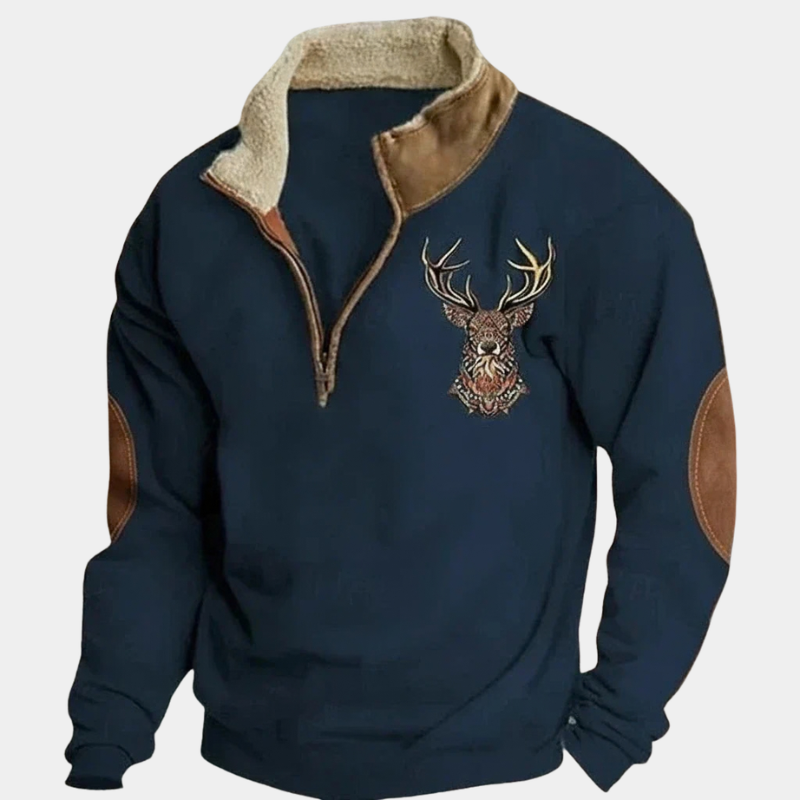 Men's Lined High Collar Half-Zip Sweater