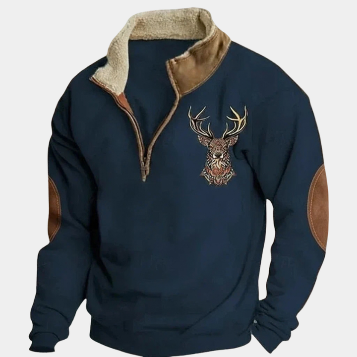 Men's Lined High Collar Half-Zip Sweater