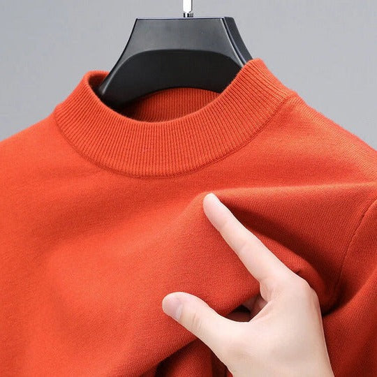 Men's wool sweater with high collar and long sleeves