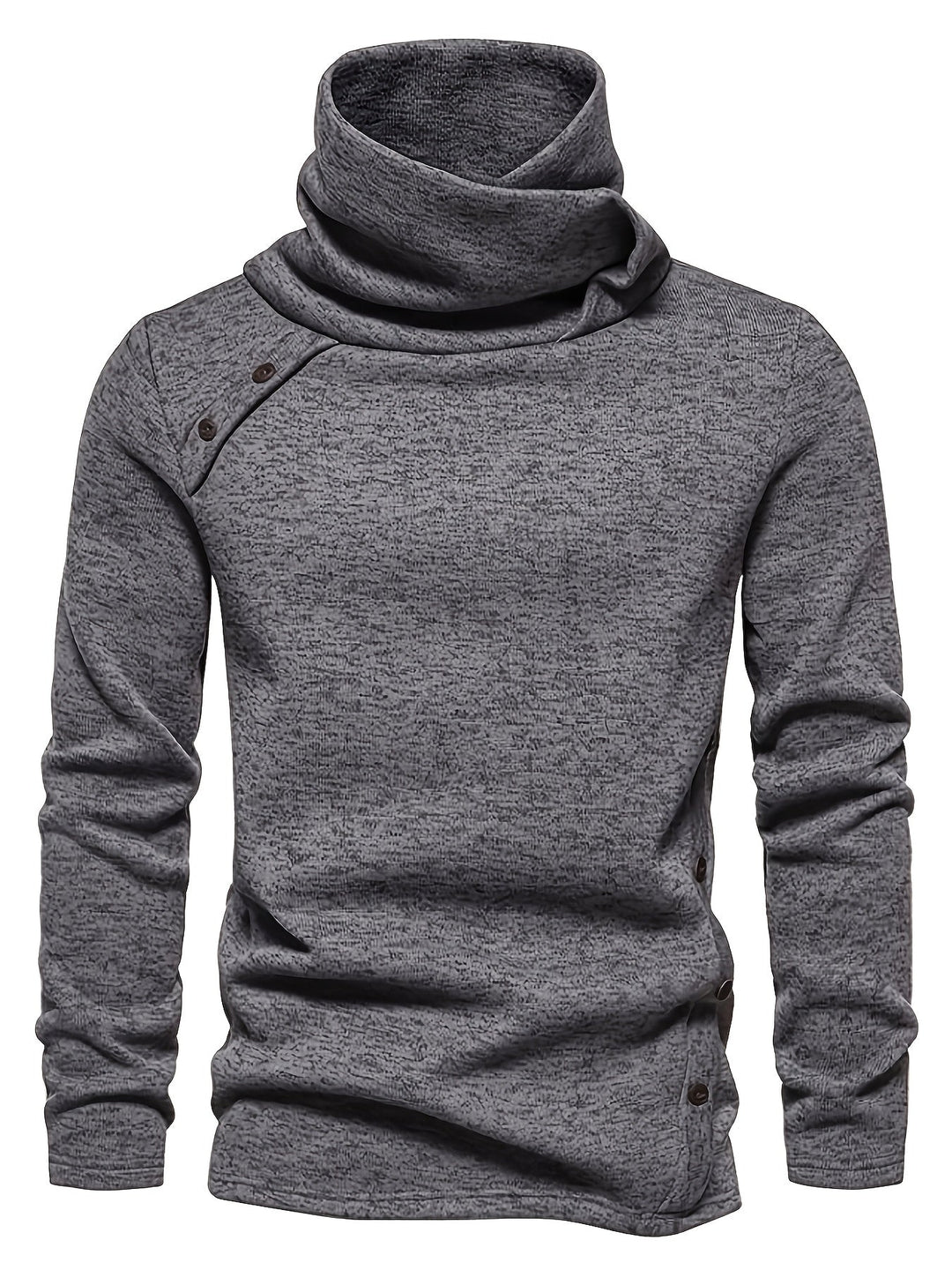 Men's Knit Sweater with Funnel Neck and Buttons