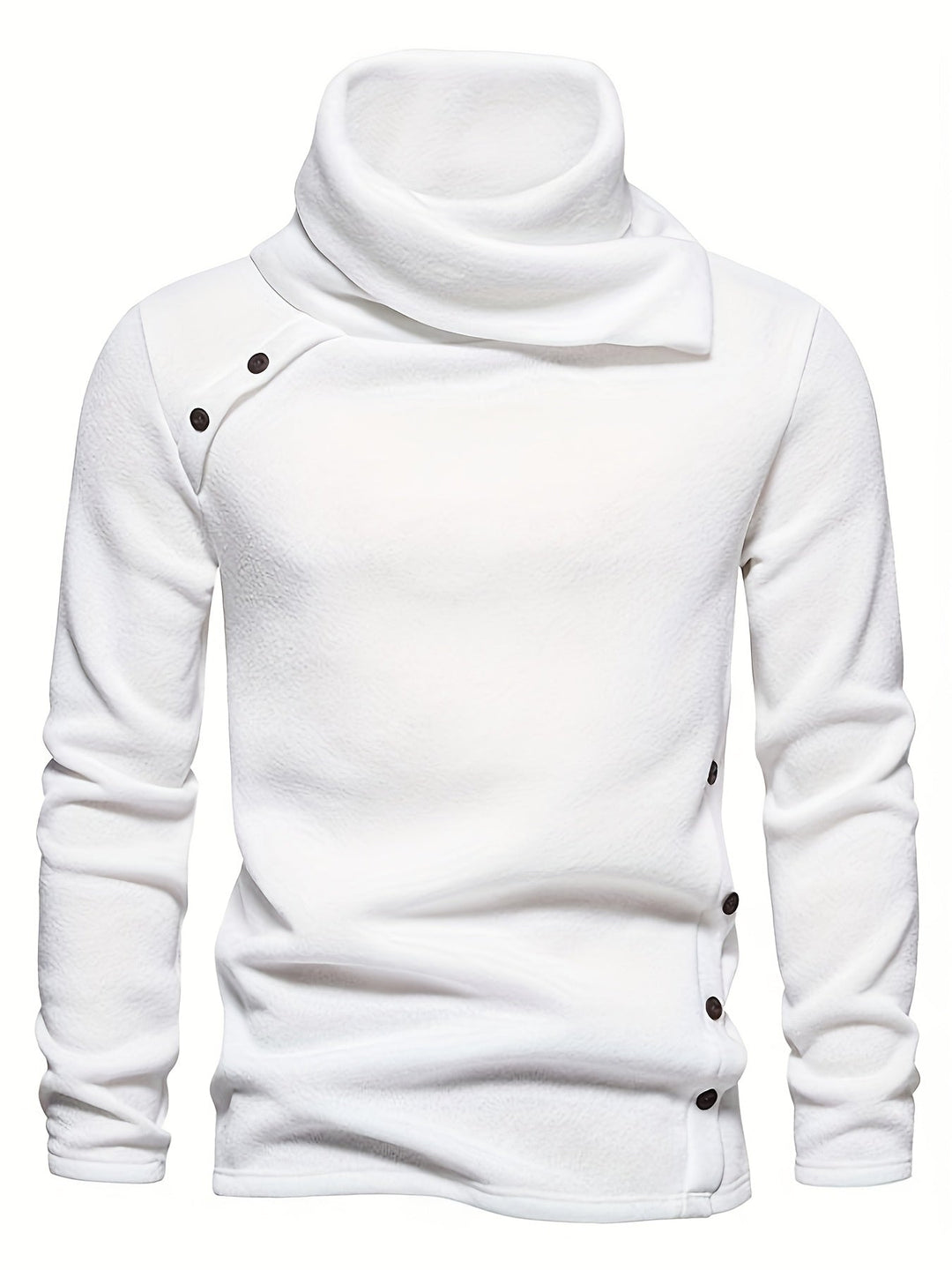 Men's Knit Sweater with Funnel Neck and Buttons