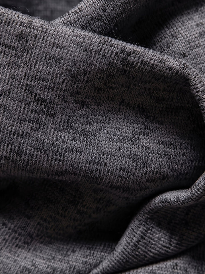 Men's Knit Sweater with Funnel Neck and Buttons