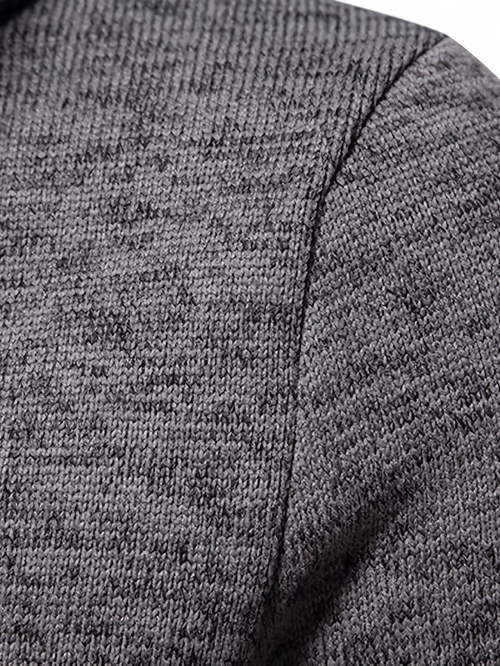 Men's Knit Sweater with Funnel Neck and Buttons