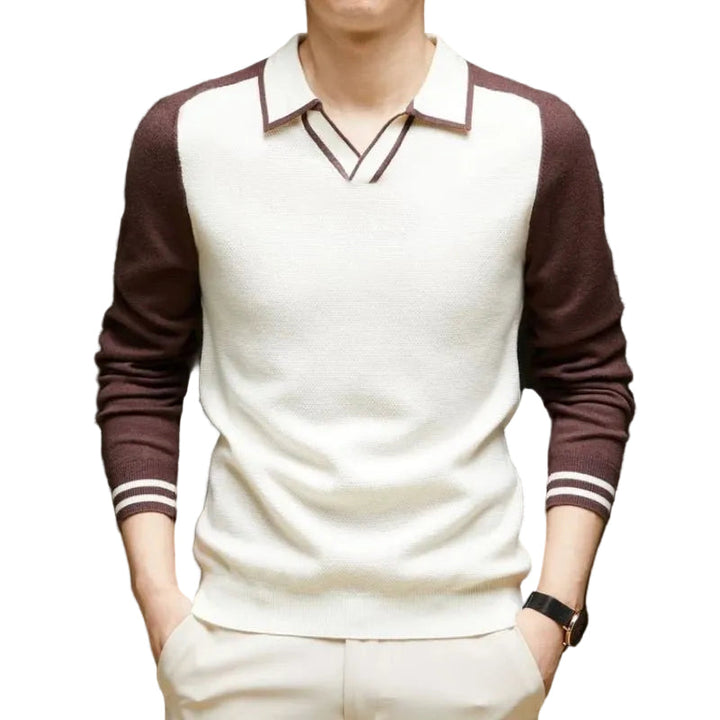 Men's Long Sleeve Polo Knit Sweater