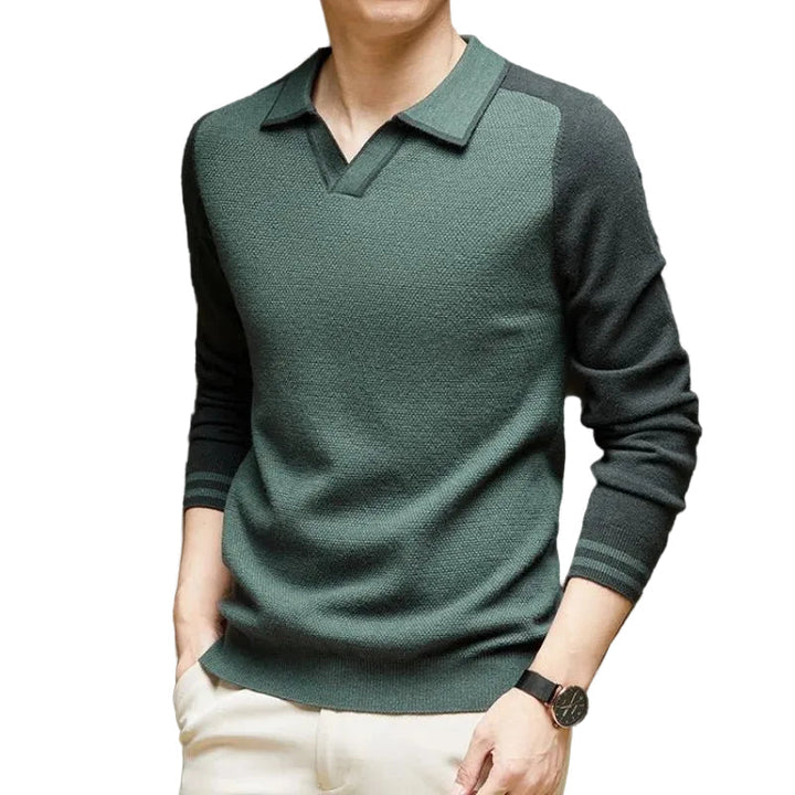 Men's Long Sleeve Polo Knit Sweater