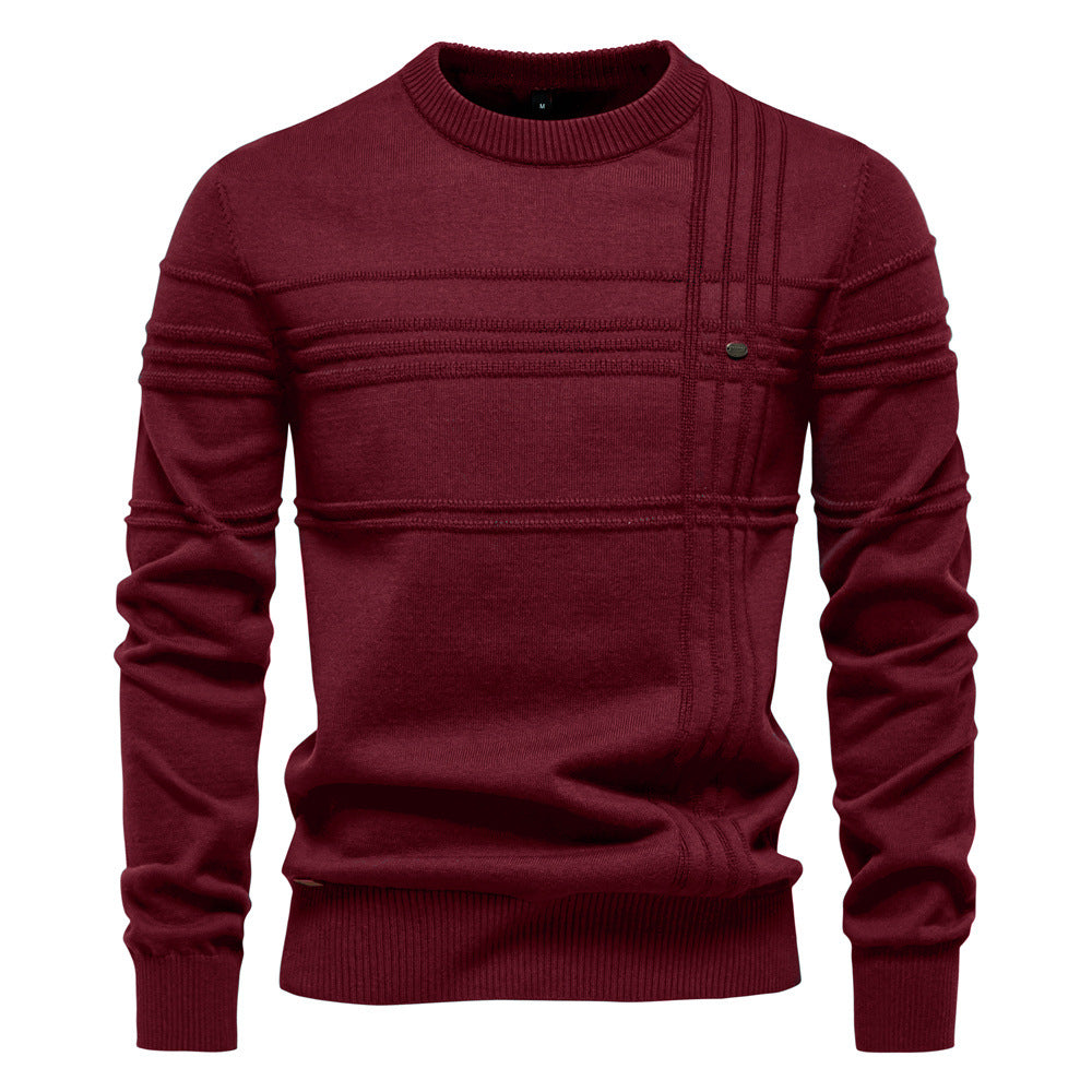 Men's textured knit sweater with round neck