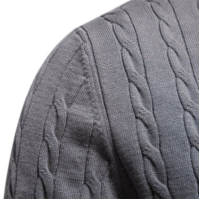Men's Sweater with Twisted Knit, Round Neck, Long Sleeves - Elena Harper
