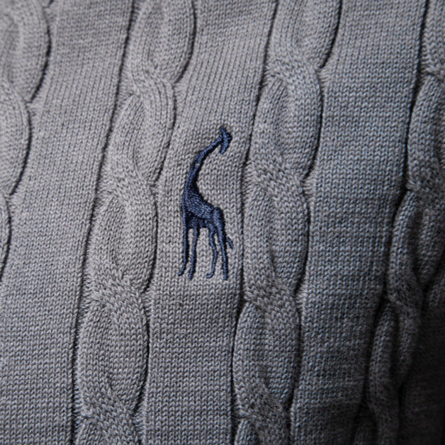 Men's Sweater with Twisted Knit, Round Neck, Long Sleeves - Elena Harper