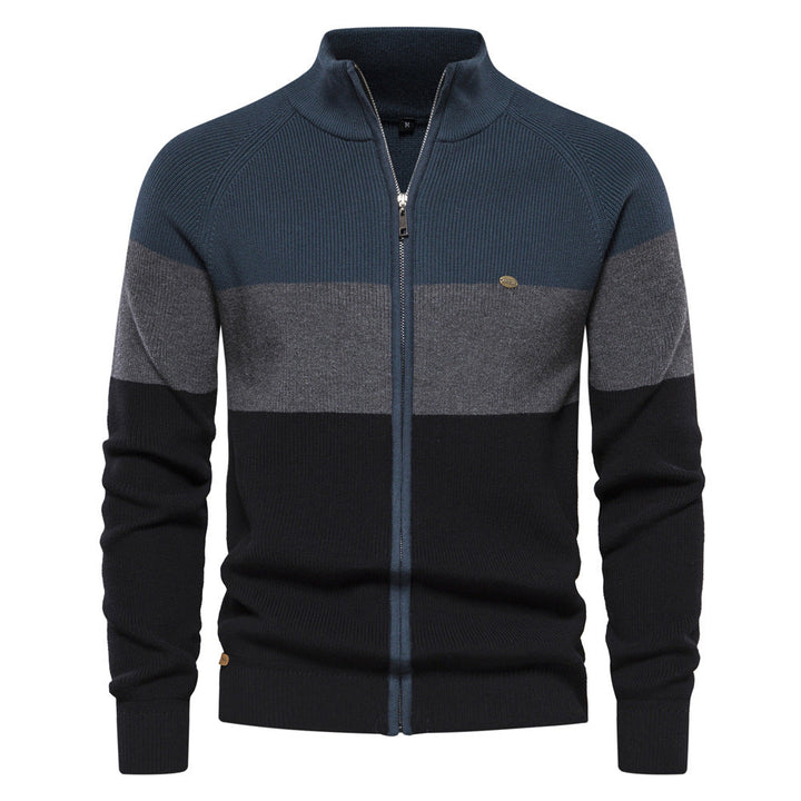 Men's Zip Knit Sweater with High Collar