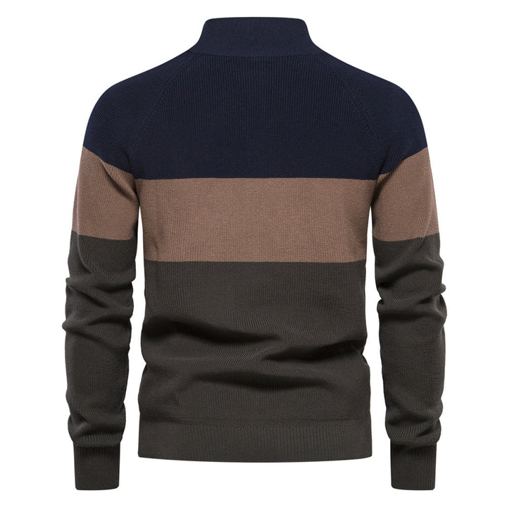 Men's Zip Knit Sweater with High Collar