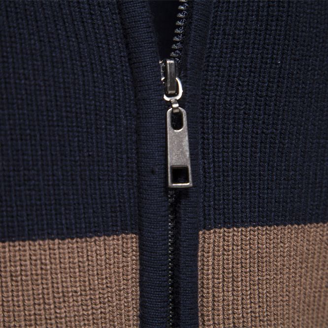 Men's Zip Knit Sweater with High Collar