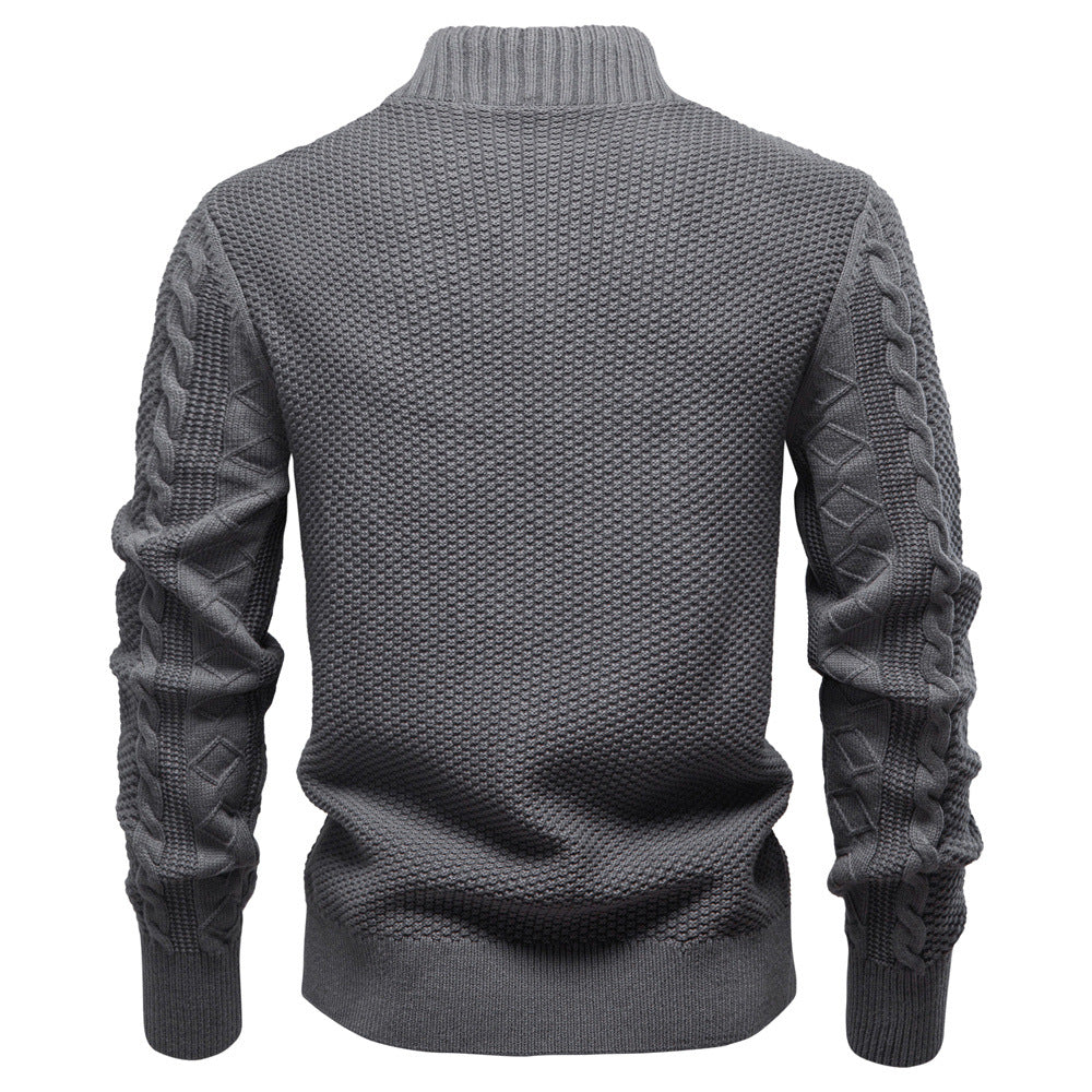 Men's Sweater in Twisted Knit with Zipper Closure