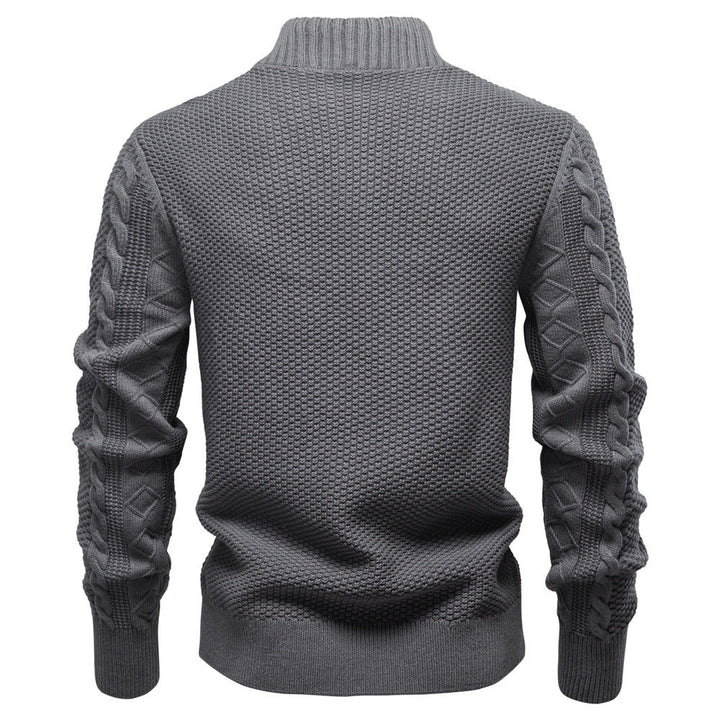 Men's Sweater in Twisted Knit with Zipper Closure