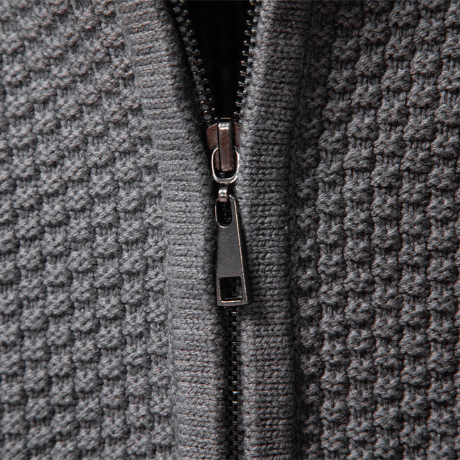 Men's Sweater in Twisted Knit with Zipper Closure