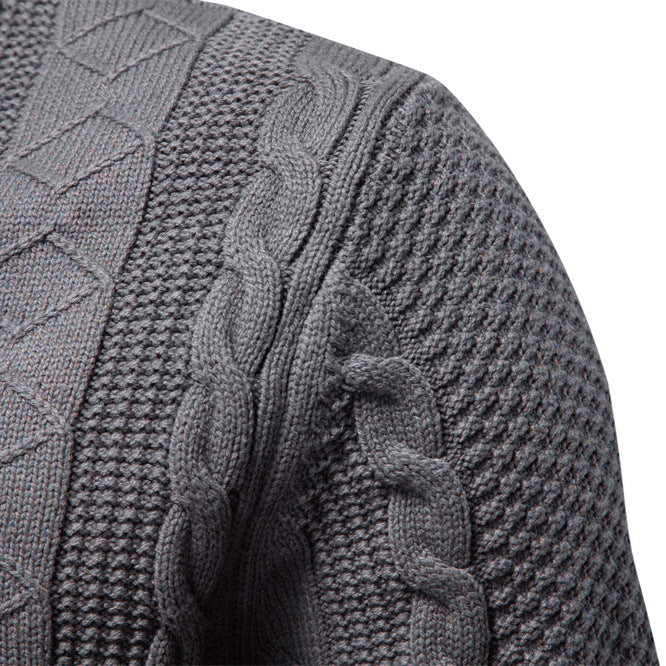 Men's Sweater in Twisted Knit with Zipper Closure