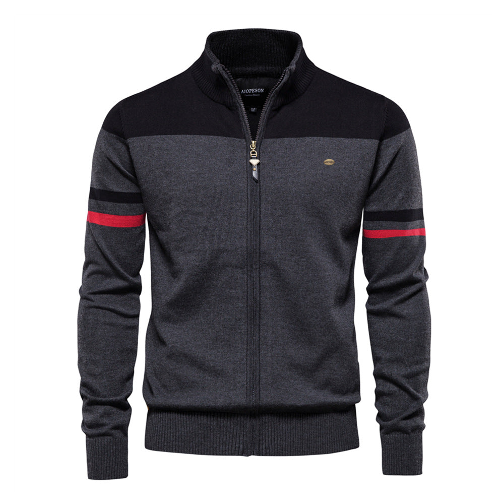 Men's zip-up sweater with contrasting stripes - Elena Harper