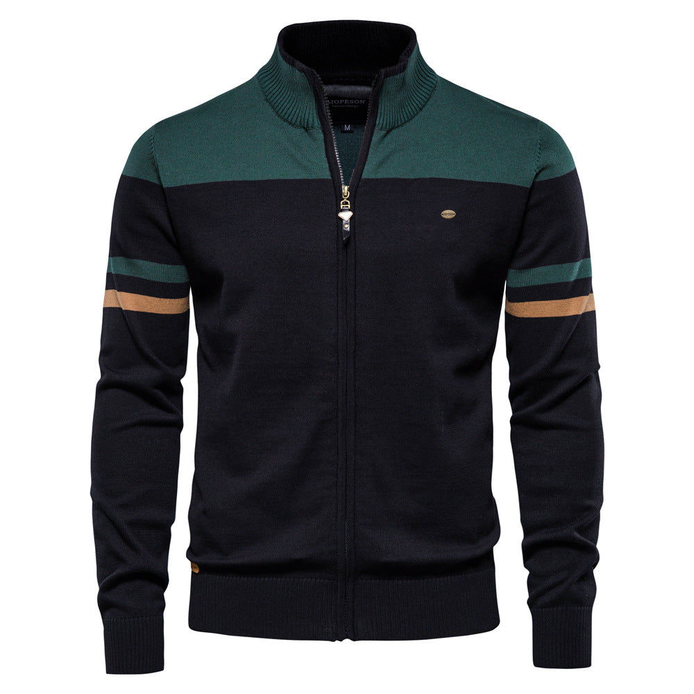 Men's zip-up sweater with contrasting stripes - Elena Harper