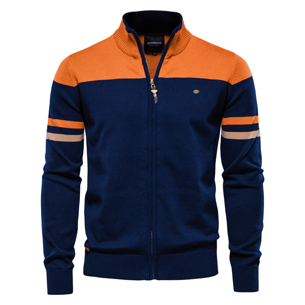 Men's zip-up sweater with contrasting stripes - Elena Harper
