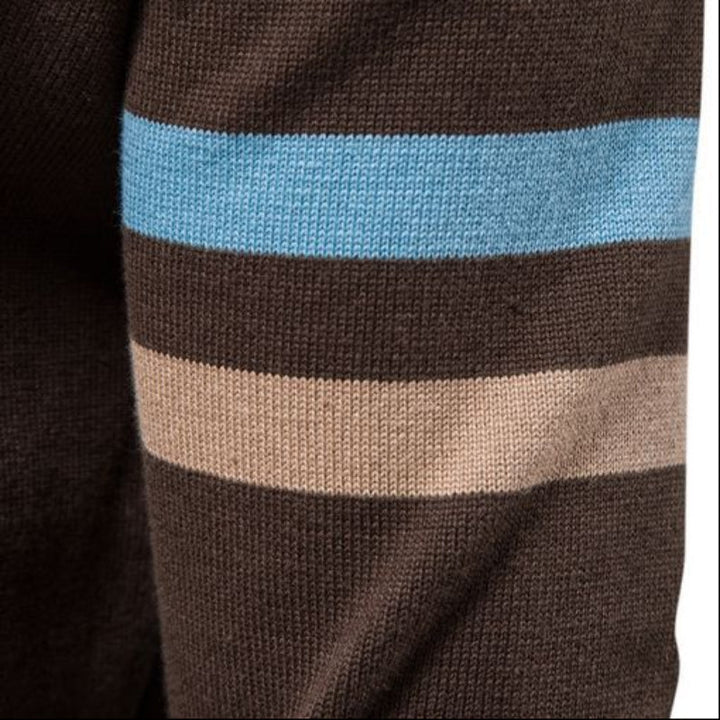 Men's zip-up sweater with contrasting stripes - Elena Harper