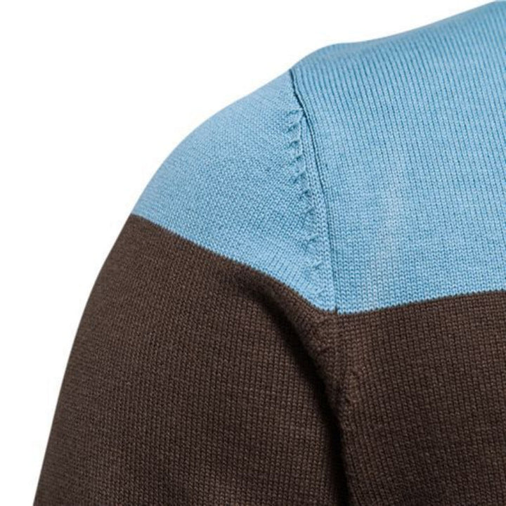 Men's zip-up sweater with contrasting stripes - Elena Harper