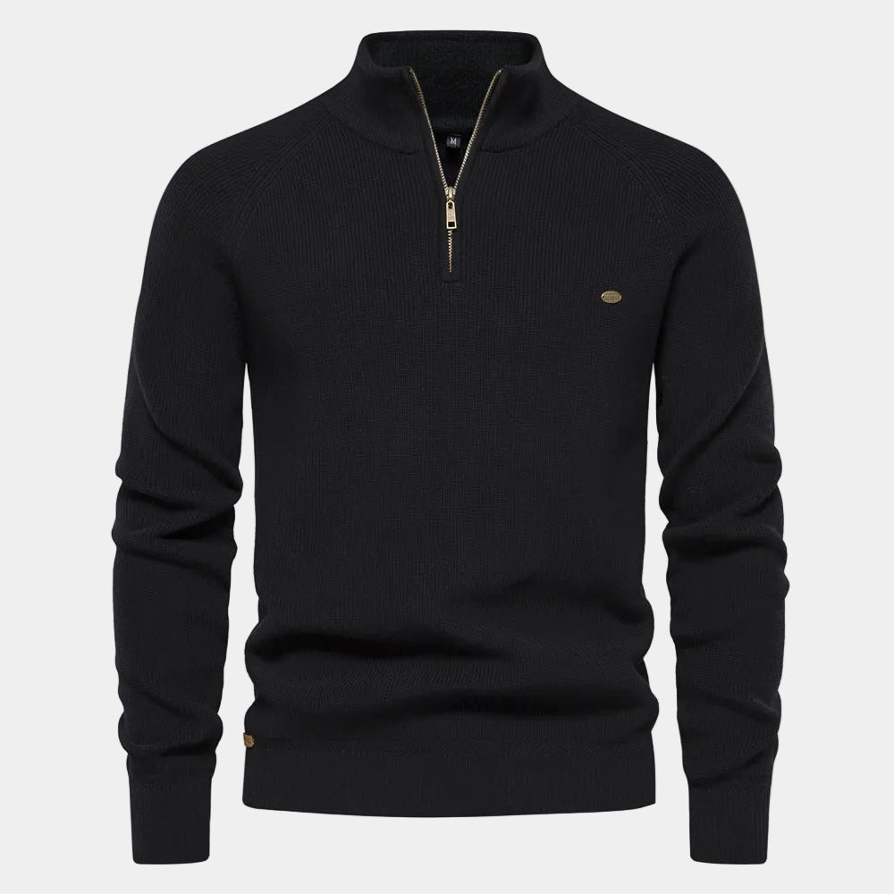 Men's Zip-Up High Collar Sweater - Elena Harper