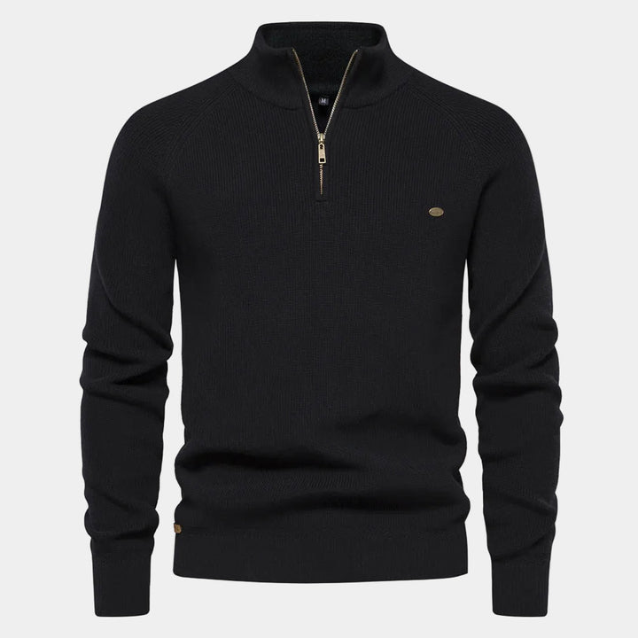 Men's Zip-Up High Collar Sweater - Elena Harper
