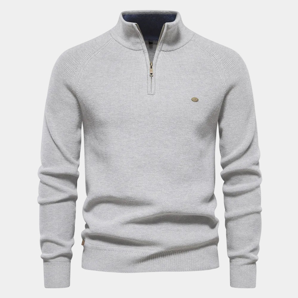 Men's Zip-Up High Collar Sweater - Elena Harper