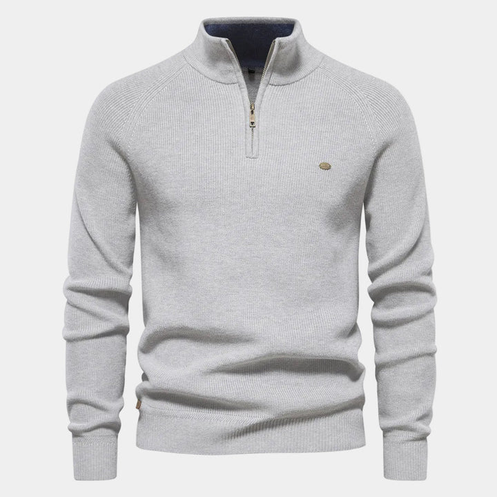 Men's Zip-Up High Collar Sweater - Elena Harper