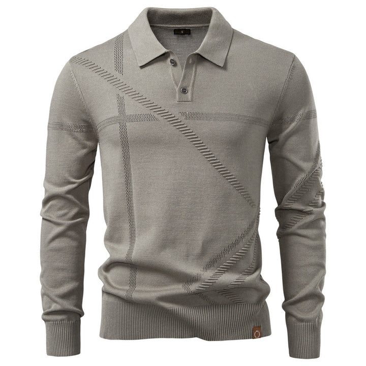 Men's Polo Sweater with Textured Pattern