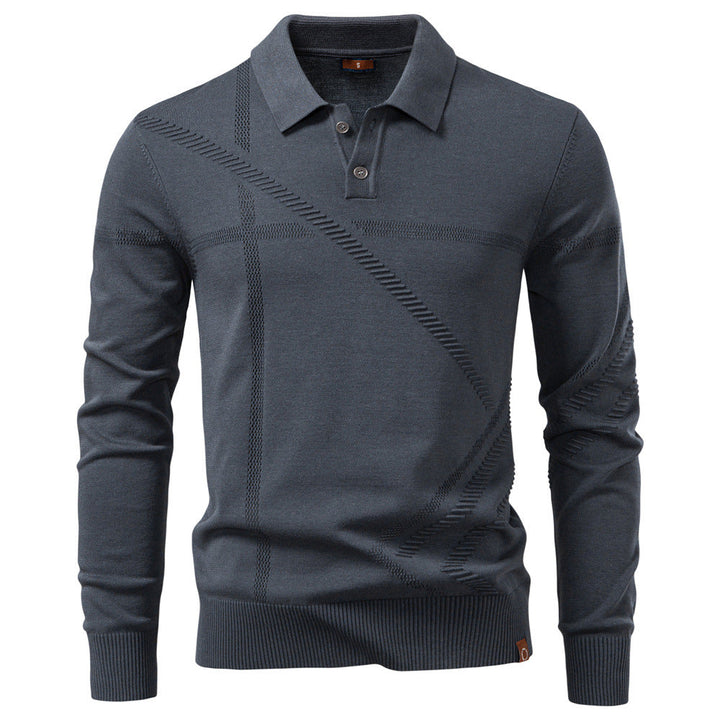 Men's Polo Sweater with Textured Pattern