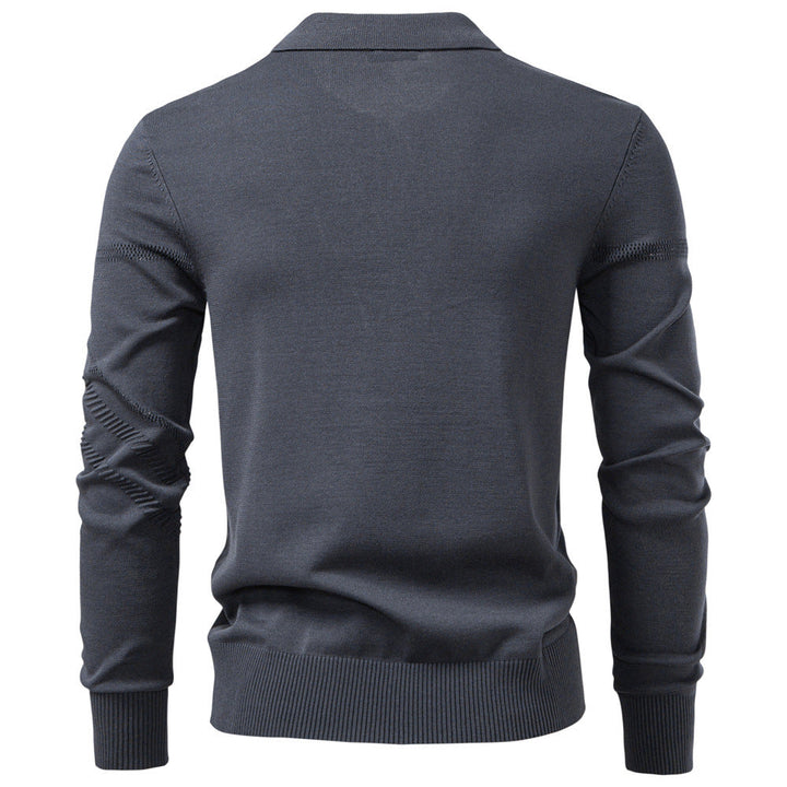 Men's Polo Sweater with Textured Pattern