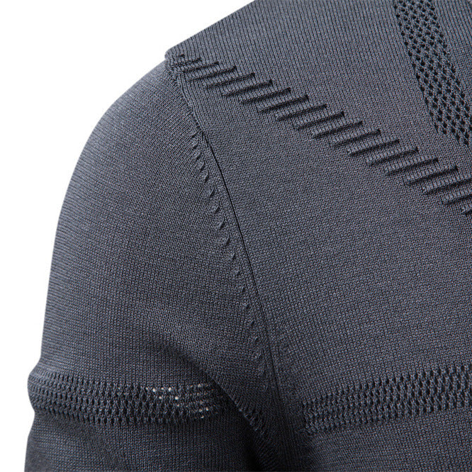 Men's Polo Sweater with Textured Pattern