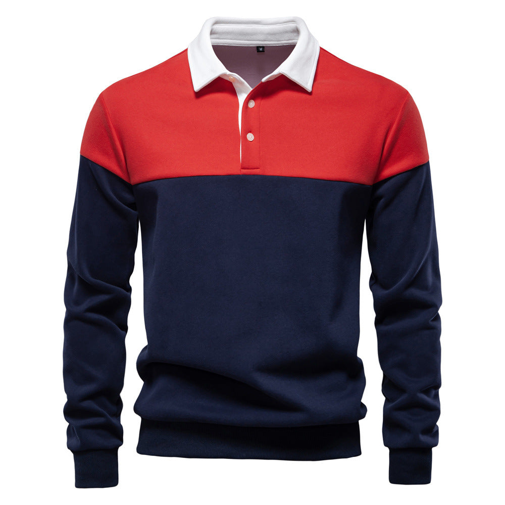 Men's Long Sleeve Bi-Color Polo - Elena Harper