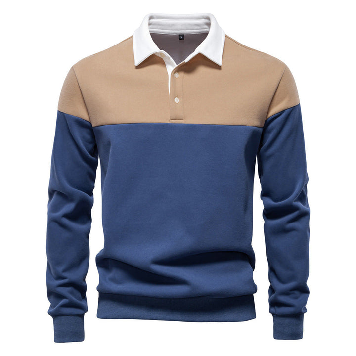 Men's Long Sleeve Bi-Color Polo - Elena Harper