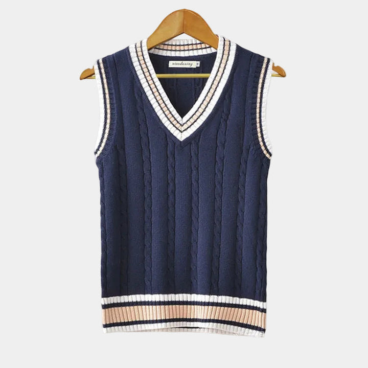 Men's Sleeveless V-Neck Sweater - Elena Harper
