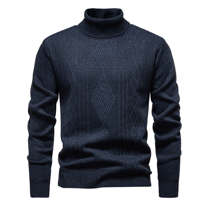 Men's Cable Knit Turtleneck Sweater - Elena Harper