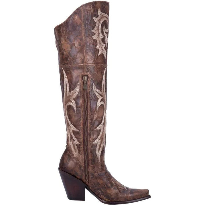 Block Heeled Boots with Embroidery and Pointed Toe for Women